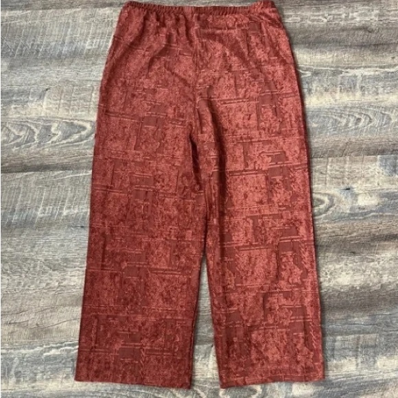 John Mark Urban Scene Pull On Wide Leg Pant Large Dark Spice Textured NWT - Picture 2 of 3